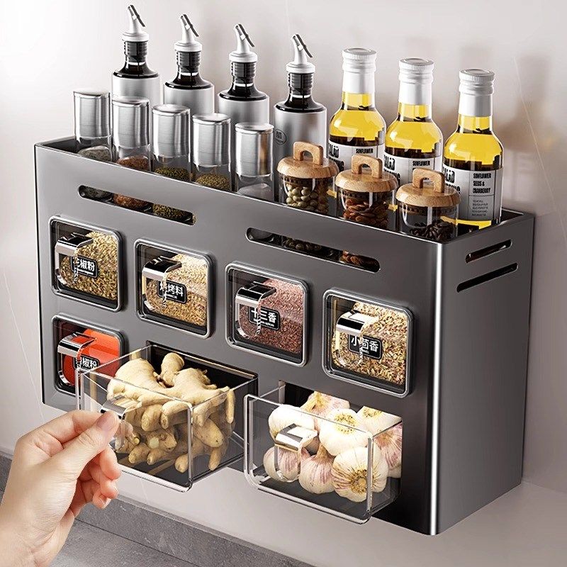 厨房调味料置物架免打孔壁挂多功能调味品罐调料盒罐葱姜蒜收纳架,厨房/烹饪用具,厨房置物架/置物柜/角架,淘宝优惠券,粉丝福利购,淘宝优惠卷