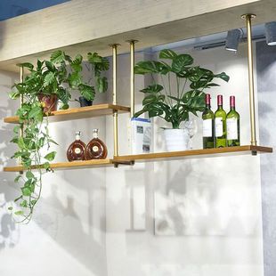 实木置物架吊架厨房餐厅酒吧吧台吊顶悬挂吊柜花架金属层架