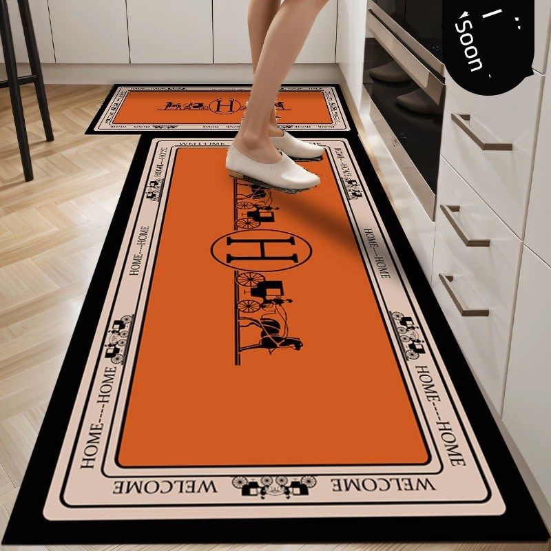 免洗可擦皮革厨房地垫防油防污吸水家用橙色加厚条形防滑脚垫地毯,居家布艺,厨房地垫,淘宝优惠券,粉丝福利购,淘宝优惠卷