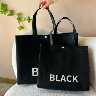经典黑色暗扣无纺布l手提袋服装店袋子定制LOGO环保购物打包包装