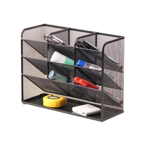 文具收纳架多格杂物盒铁艺笔筒栏桌面化妆工具筐彩笔画笔置物架