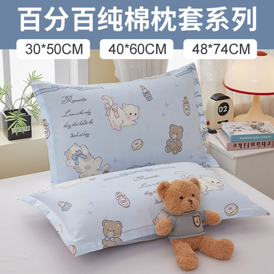 全棉纯棉100儿童枕套一对装30×50全棉枕头套单个40x60卡通枕芯