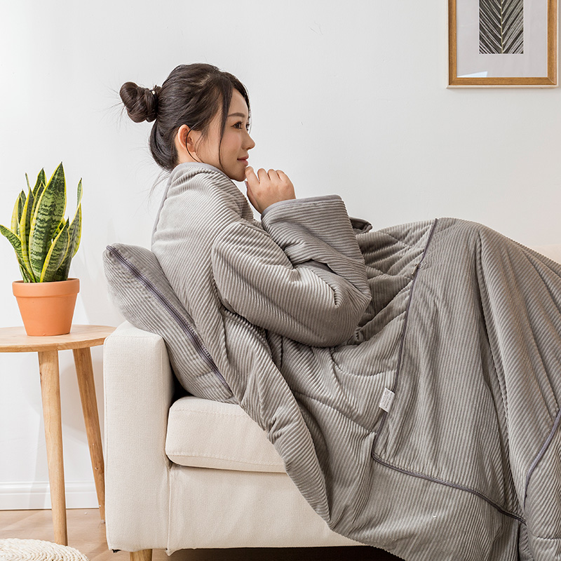 懒人被儿童防踢被学习车载沙发抱枕被玩手机加绒多功能可穿带袖被