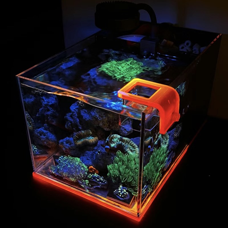 专业小海缸鱼缸客厅懒人透明直角家用桌面缸造景中小型背滤水族箱