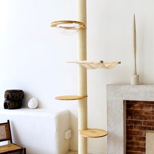 实木新式通天柱猫爬架猫窝猫树一体不占地太空舱大型猫别墅猫玩具