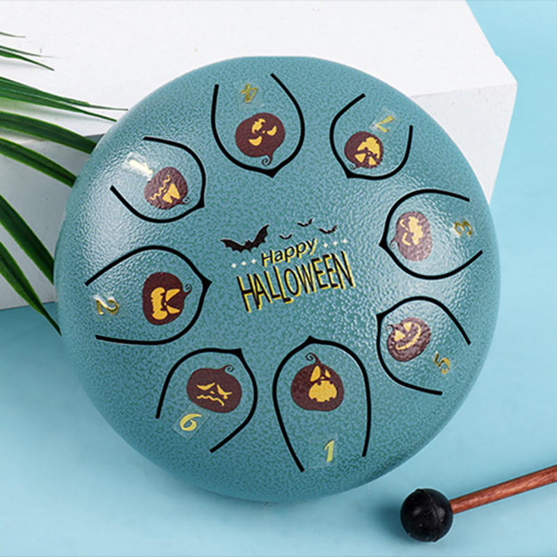 6寸8音空灵鼓 万圣节贴纸款无忧鼓 南瓜图案手碟鼓 儿童乐器