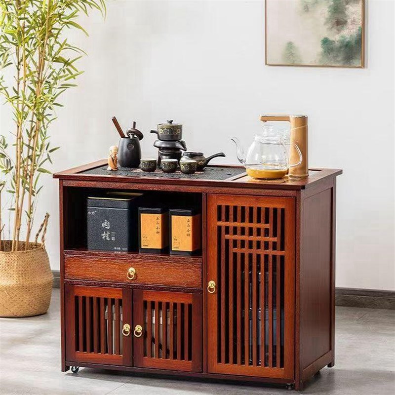 实木移动茶桌边柜茶水柜茶台茶几客厅家用烧水泡茶台一体中式简约