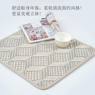 椅子车用防滑简约四季 新中式 编织餐椅垫纯亚麻加厚办公坐垫夏凉