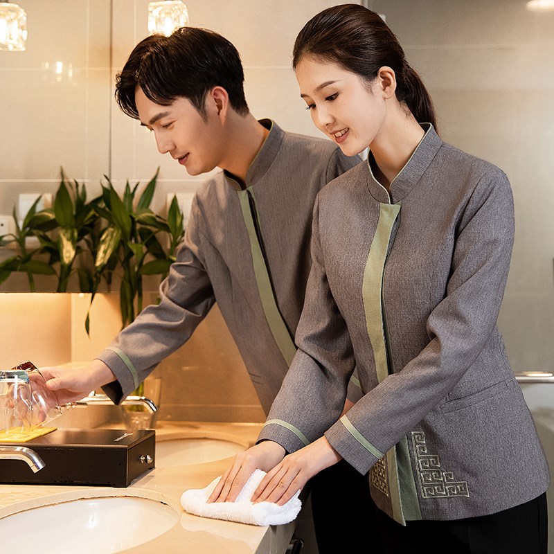物业酒店客房保洁服长袖公寓清洁阿姨套装员工保洁工作服秋冬男女