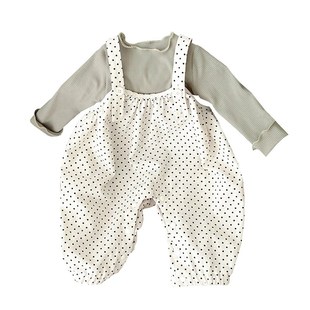 婴儿春装背带连体衣两件套小月龄女宝宝春秋季套装波点外出背带裤