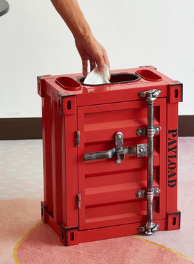 工业风集装箱模型垃圾桶酒吧客厅装饰摆件收纳柜客厅书房收纳道具