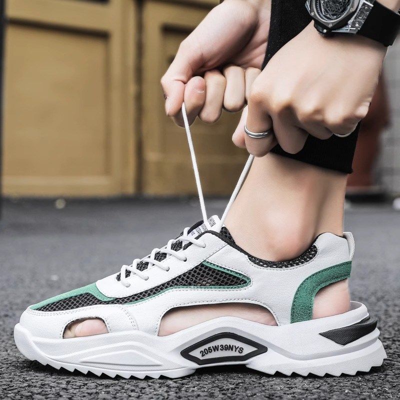 运动凉鞋男款f夏季透气休闲软底网面鞋青少年镂空防臭沙滩鞋大码4