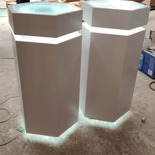 定做精品烤漆展示台六角发光净水机智能锁地台无人机飞机模型展台