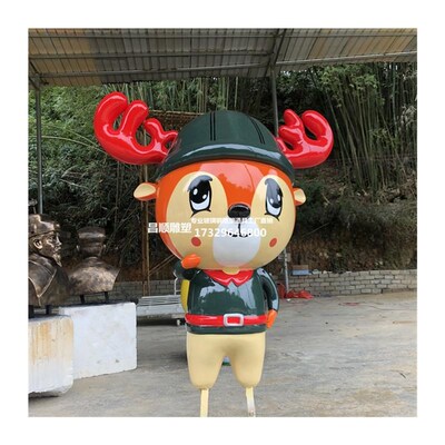 玻璃钢圣诞鹿卡通雕塑定制商场装饰美陈玻璃纤维公仔动物模型小品