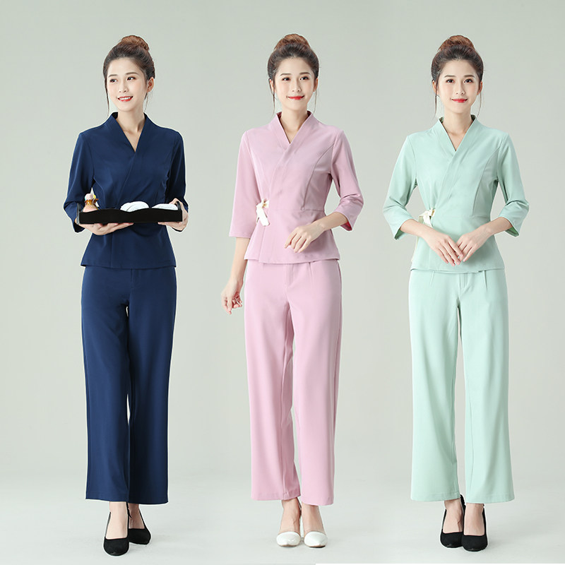 秋冬季美容师工作服女新款足w浴疗按摩韩版高端气质美容院技师套