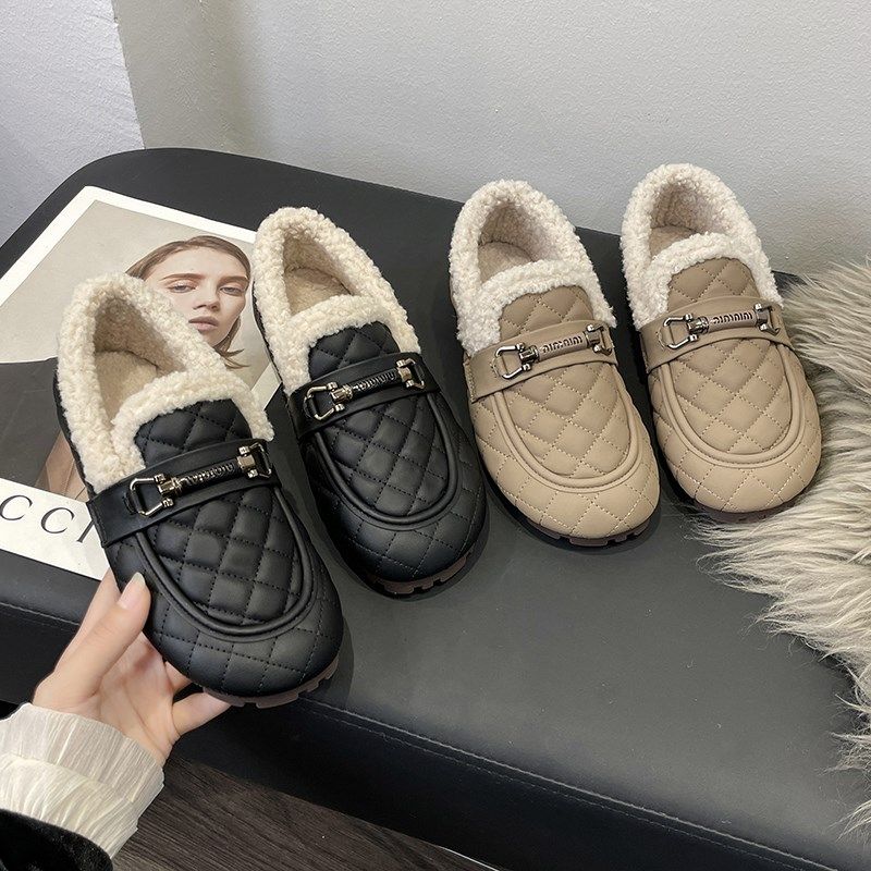 大码女鞋41-43秋冬新款外穿胖脚宽脚加绒豆豆鞋软底乐福鞋女棉鞋,女鞋,乐福鞋（豆豆鞋）,淘宝优惠券,粉丝福利购,淘宝优惠卷