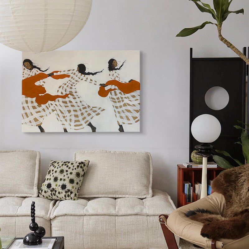 中古奶油风客厅沙发后面背景墙挂画餐厅网红装饰画小众艺术高级感