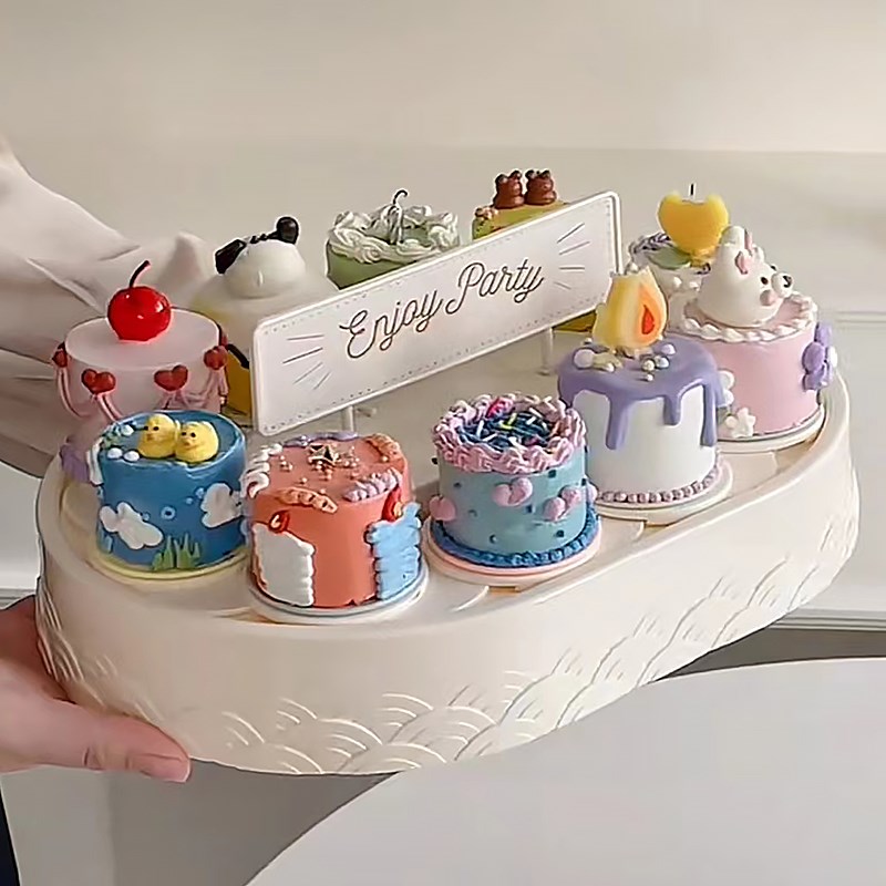 自动旋转甜品机旋转木马蛋糕台回转寿司机生日聚会甜品台装饰座