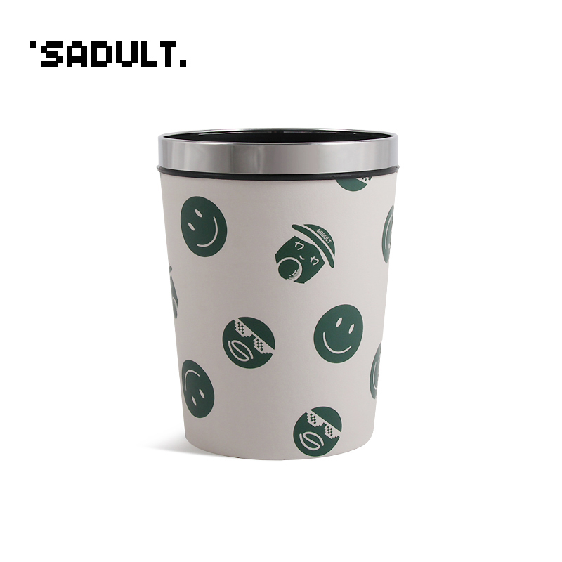 清新笑脸卧室客厅厕所卫生间家用厨房圆形塑料垃圾桶无盖大号圆桶