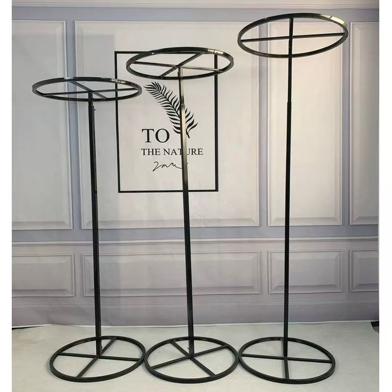 婚庆道具铁艺圆环架子婚礼舞台布置花环路引圆形珠帘装饰伸缩立杆