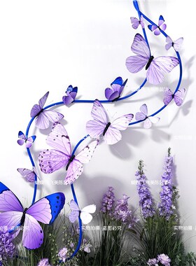仿真蝴蝶装饰商场DP点美陈摆件紫色蝴蝶婚礼场景布置道具橱窗吊饰