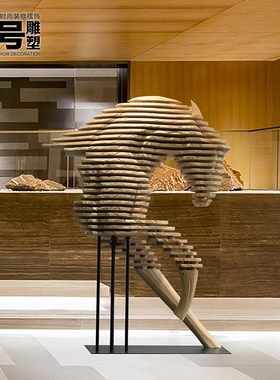 酒店大堂木马雕塑售楼处大厅会所ktv大型落地摆件实木装饰艺术品