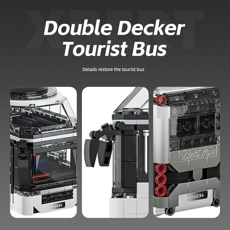 砖越双层旅游巴士城市巴士汽车模型玩具拼装积木男孩礼物