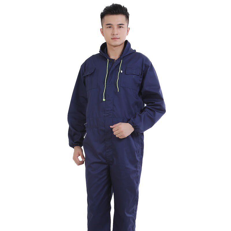 长袖连体工作服男汽修劳保服工厂车间防尘带帽工装搬运工程服新款