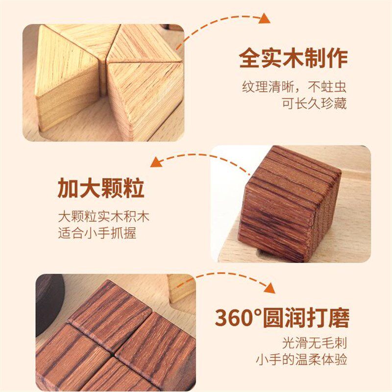 蒙氏形状认知配对玩具儿童几何等分嵌板手抓板拼图木制拼板教具