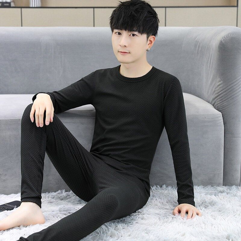 德绒保暖内衣男士套装高中学生打底棉毛衫2024新款青少年秋衣秋裤