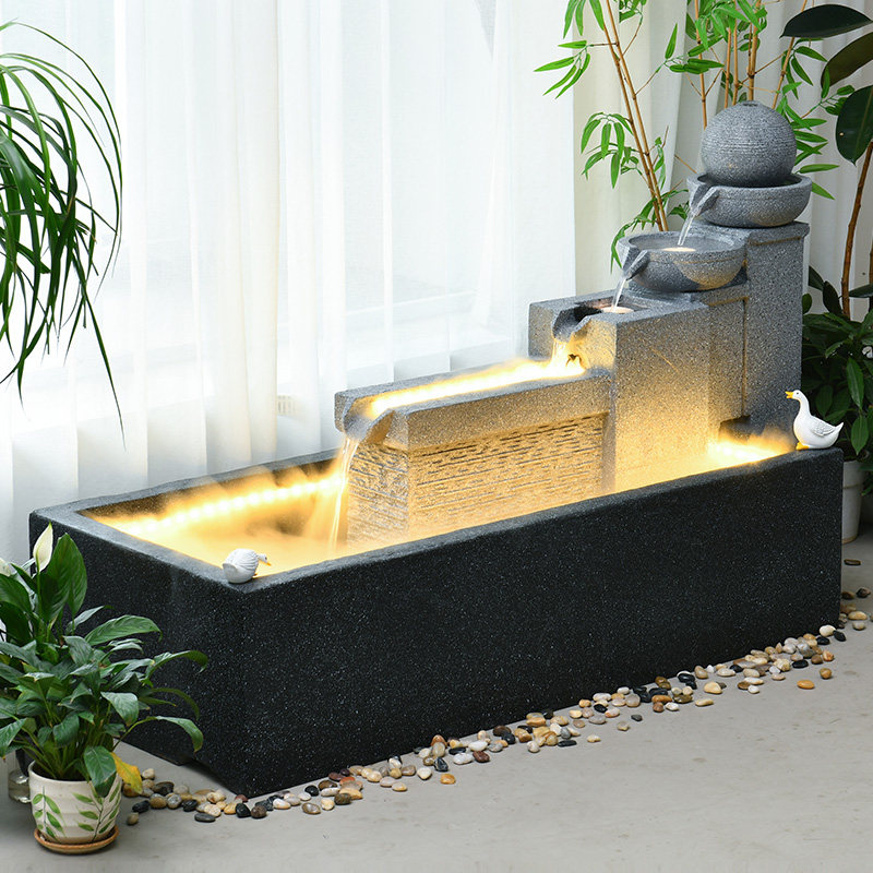 现代简约圆球流水喷泉摆件酒店大堂鱼池落地装饰招财水景送礼摆设,家居饰品,装饰摆件,淘宝优惠券,粉丝福利购,淘宝优惠卷