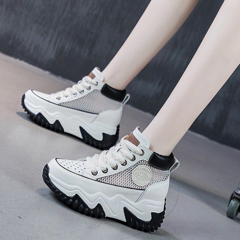 炸街老爹鞋女2024新款夏款厚底高帮网鞋夏天透气网面增高运动鞋子