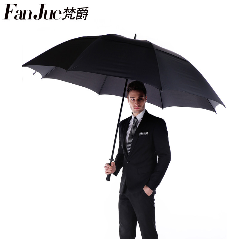 梵爵男士雨伞长柄双层抗风暴迎宾双人女三人超大号加固商务广告伞