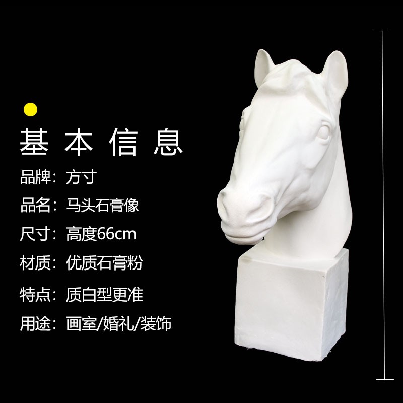 马头石膏像画室美术教具素描动物模型静物雕塑画室装饰摆件雕像