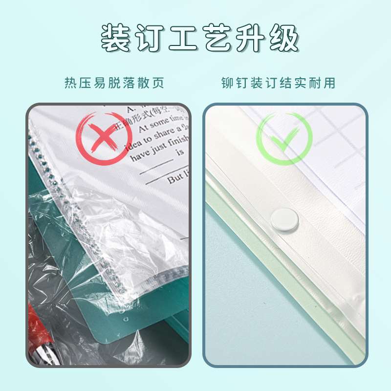 小清新A4横版A5竖式两用对折资料册多层透明插页文件夹学生加厚大