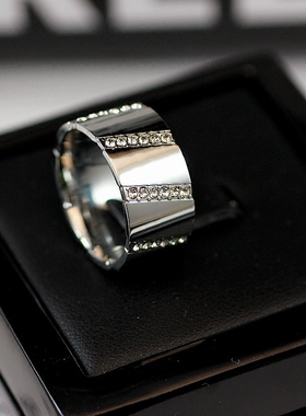 镶钻戒指男女夸张日韩潮人中指环宽简约饰品N学生食指时尚个性气