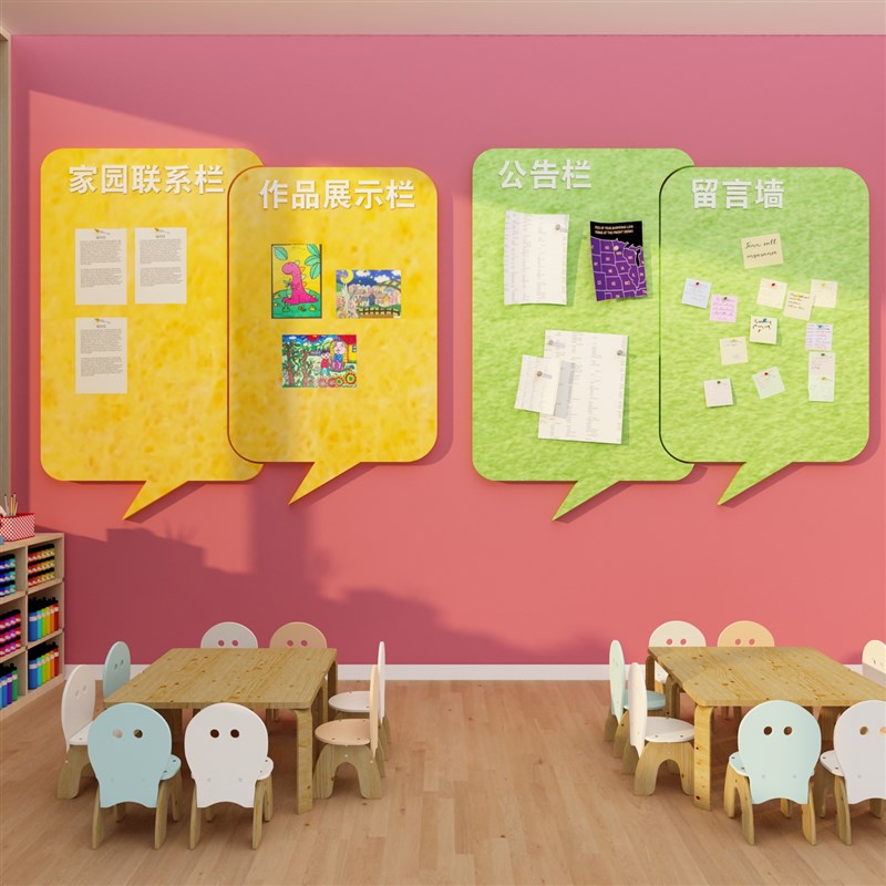 幼儿园墙面装饰毛毡留言板贴纸环创主题成品教室文化环境布置材料