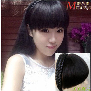 真发刘海假刘海带发箍女齐刘海片假发片假L头帘发卡辫子遮白发留