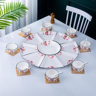 团圆拼盘创意餐具陶瓷圆桌过年盘子菜盘家用碗碟 怀恒团圆饭套装