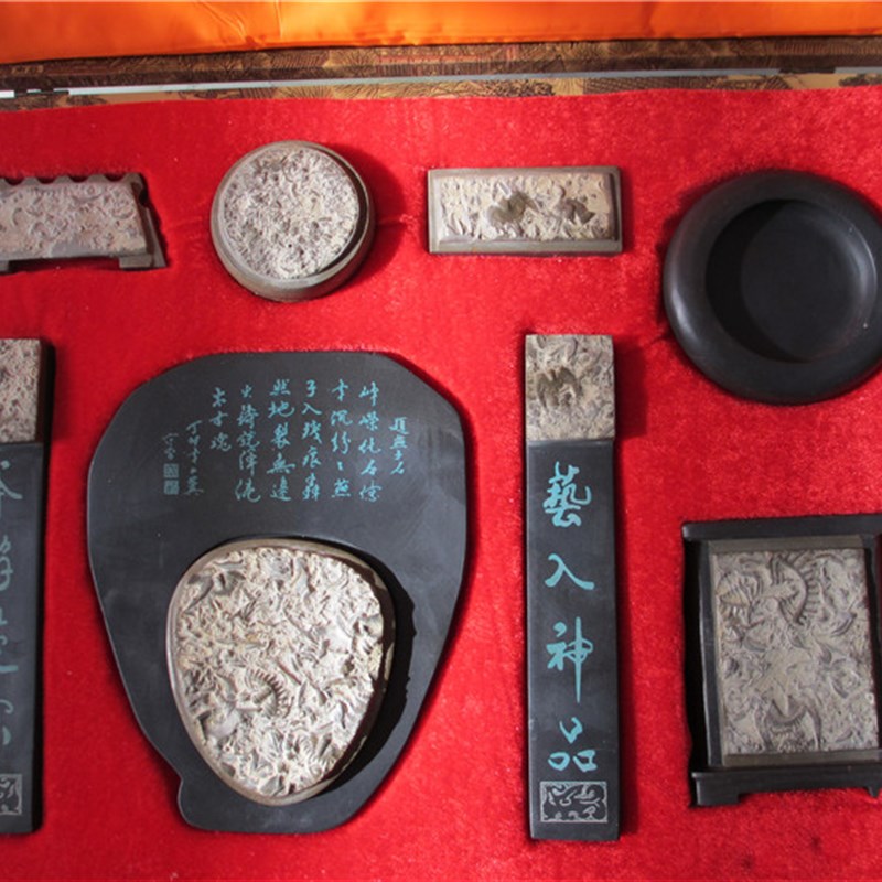 精品燕子石化石砚台笔筒镇学生收藏礼品