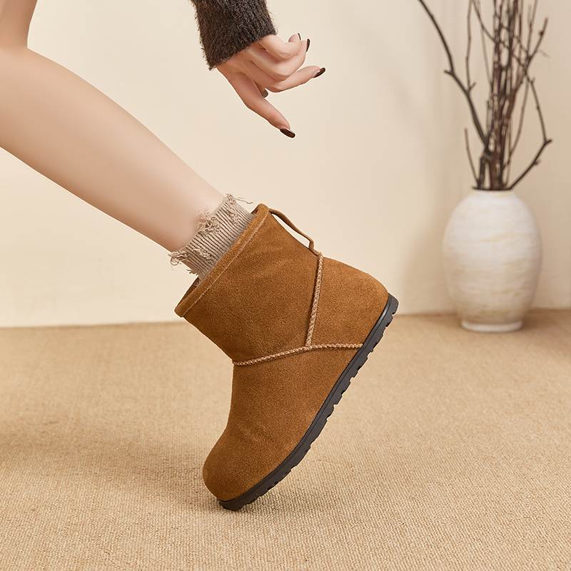 美威度2025新款深冬御寒雪地靴加厚羊毛牛反绒雪地鞋女棉鞋