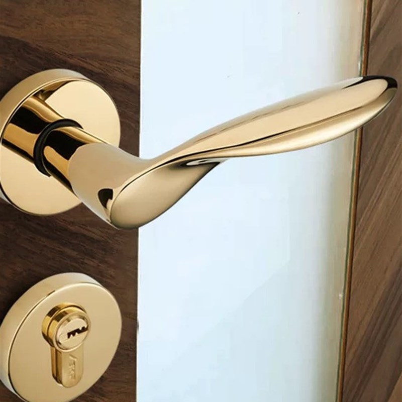 德国EKF房门锁轻奢简约奶油风亮金卧室门把手室内锁静音磁吸锁具