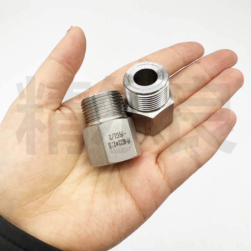 304不锈钢六角内外丝压力表转换接头高压六角棒车变径4分M14M20M1