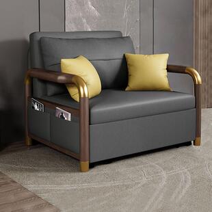 实木单人沙发床八十公分一米二可折叠阳台书房两用2025新款科技布