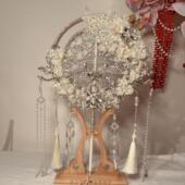 团扇新娘结婚diy材料高级扇子秀禾手工婚扇中式 成品银色喜扇双面