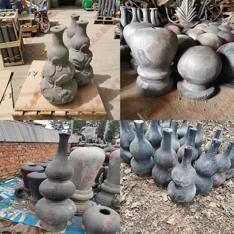 古建筑青瓦仿古屋脊飞檐翘角博古正吻兽宝鼎葫芦跑兽蹲兽二龙戏珠