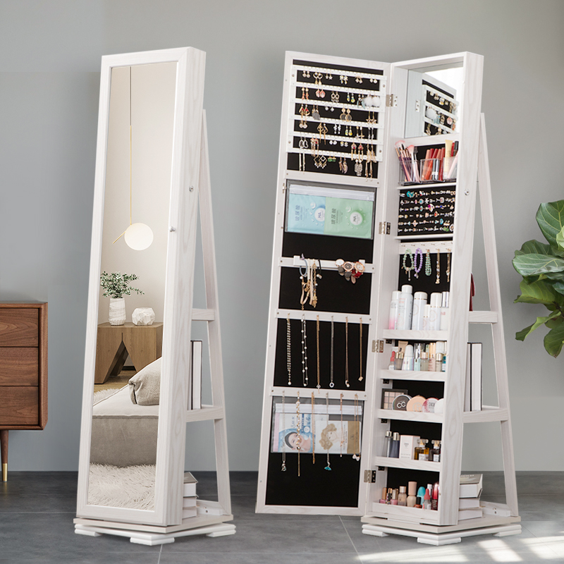旋转全身镜 衣帽间落地镜 现代简约试衣镜子首饰收纳储物柜穿衣镜