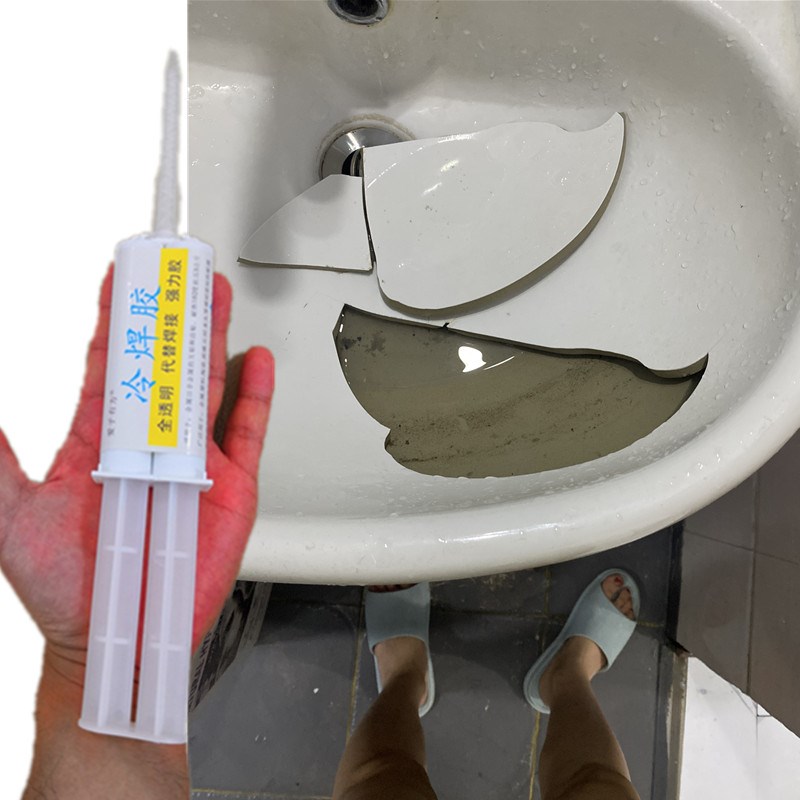 洗手盆胶水陶瓷洗脸盆破裂漏水修复补漏专用瓷砖胶裂纹破碎修补剂
