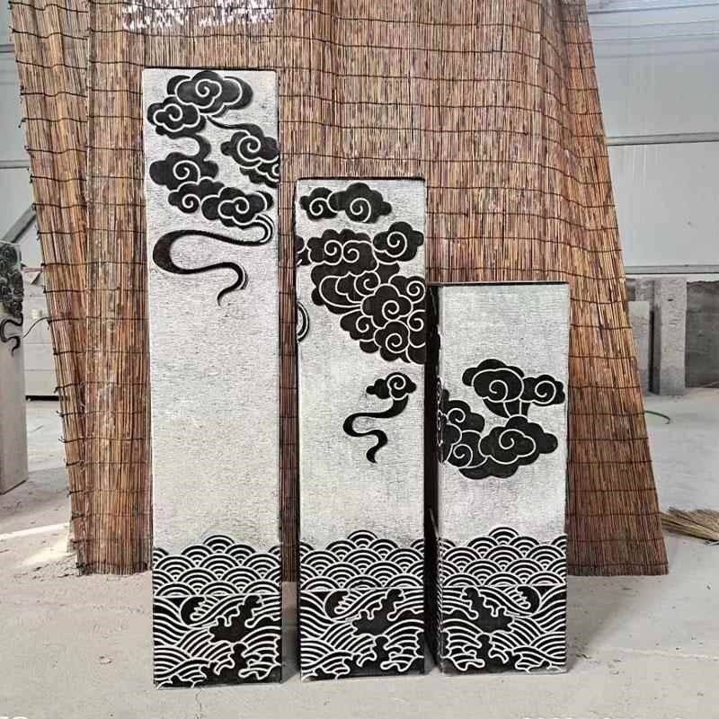 拴马桩石雕彷古天然青石祥云柱室内拴马石展示柱庭院门口装饰摆饰