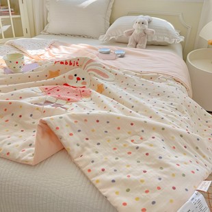 夏季 水洗棉双层纱夏被毛巾绣夏凉被空调被夏天薄被子A类可机洗1.1